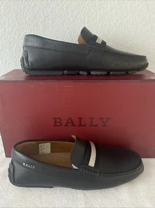 Bally Mens Pebbled Leather Drivers Loafers Black Trainspotting Sz 6.5 MSRP $495 - Picture 1 of 11