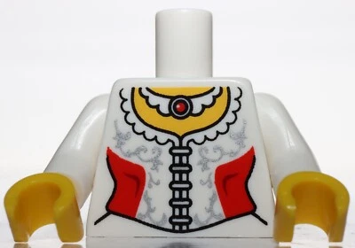 Lego Castle Female Torso Kingdoms Blouse Red Side Panels Lace Trim Ruby Necklace - Image 1 of 2