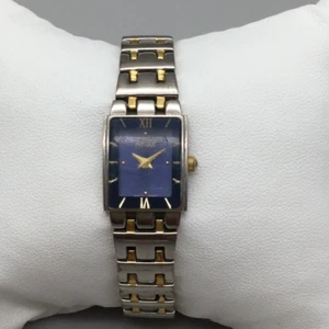 Pulsar Watch Women 16mm Silver Gold Tone 1N00-X029 Blue Dial New Battery 6.5" - Picture 1 of 16