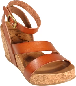 Plataforma de cuña para mujer Blowfish Malibu Hecta marrón imitación cuero talla EE. UU. 7,5 M - Imagen 1 de 5