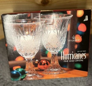 Set of 2 ST GEORGE CRYSTAL Hurricanes w/ Box Fine Lead Crystal New - Picture 1 of 19