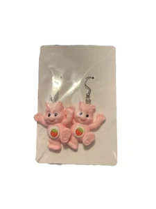 Care Bears earrings Pink earrings bear rainbow bear Pink Strawberry New - Picture 1 of 2