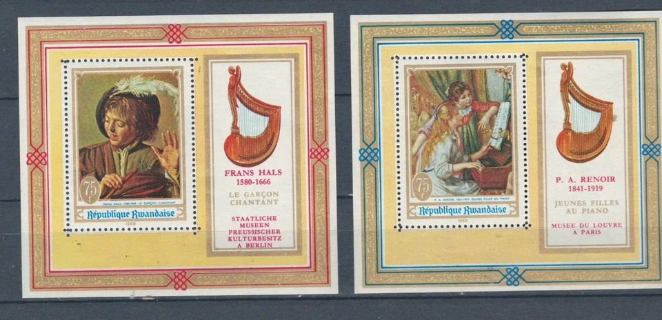 LOTE DE FOLHAS DE LEMBRANÇA ARTE PINTURAS MNH COLÔNIAS ÁFRICA RUANDA (RWAN 437) - Imagem 1 de 1