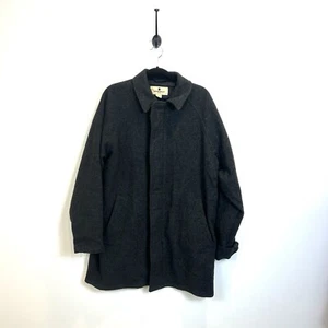 Woolrich Town Coat Medium Gray onyx wool nylon Button Up Overcoat zip up pockets - Picture 1 of 12