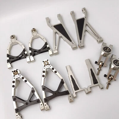 7075 Alloy CNC + Carbon Upper Lower Suspension Arm Set for Rovan HPI KM Baja - Image 1 of 4