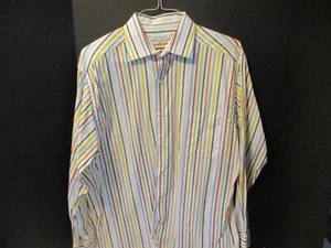 16 32-33 Men Alex Cannon Long Sleeve Button Down Shirt colorful striped j248 - Picture 1 of 3
