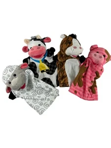 Melissa & Doug Bauernhoftiere Handpuppe 4er Set Kuh Schwein Schaf Pferd weich Plüsch - Bild 1 von 5