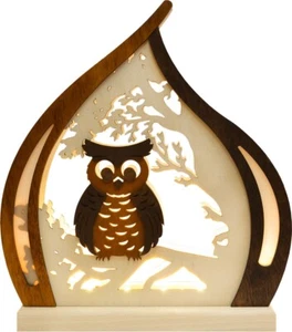 Lámpara LED romántica Ratags búho marrón 23x26 cm hecha a mano de los Montes Metálicos - Imagen 1 de 1