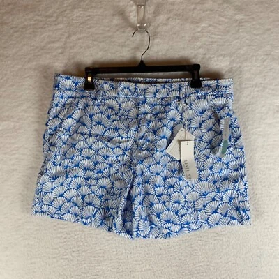 Chino corto informal elástico de lino azul estampado Cindie Level 99 para mujer talla 32 nuevo con etiquetas Foto 1 de 4