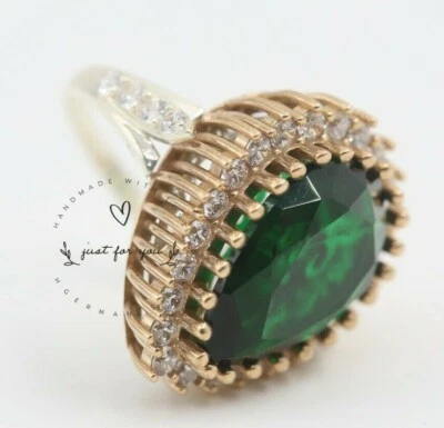 Special Handmade Ottoman Design Emerald 925 Sterling Silver Ring, Antique Ring - Image 1 of 4