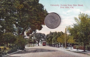 CALIFORNIA PALO ALTO UNIVERSTY AVE. FROM HOLT STREET 1910 POSTCARD RARE STAMP - Picture 1 of 2