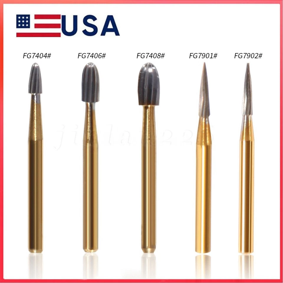 Fresas dentales de recorte y acabado fresas de oro fresas de carburo FG 7901 / 7902 / 7406 / 7408 Foto 1 de 1