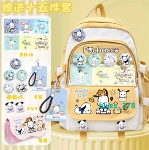 Cartoon Pochacco Casual Backpack Schoolbag Student Shoulder Bag w/Card Case Gift - Picture 1 of 26