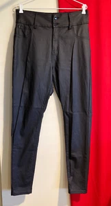 City Chic Denim Jeans Skylar Black High Rise Sz 16S Womens Skinny Leather look - Picture 1 of 8