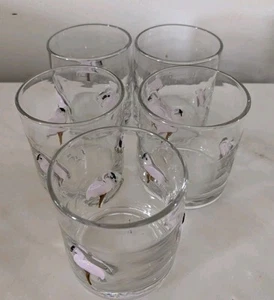 Anthropologie Flamingo Glasses Lot Of 5 Cocktail DOF 14 Oz - Picture 1 of 5