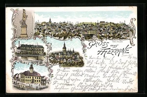 Lithographie Meerane, Webschule, Kirche, Rathaus 1898  - Picture 1 of 2