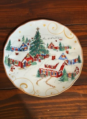 Williams Sonoma ’Twas the Night Before Christmas Snowy Village 11” Dinner Plate - Image 1 of 4