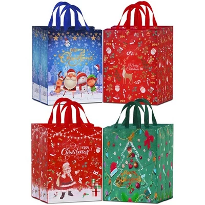 borsa regalo Natale, sacchetti riutilizzabili, tessuto non tessuto, 8 pezzi, ... - Immagine 1 di 2