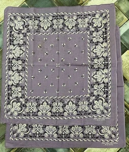 Vintage Fast Color All Cotton RN 14193 Floral Bandana Lavender Purple Lot of 2 - Picture 1 of 15