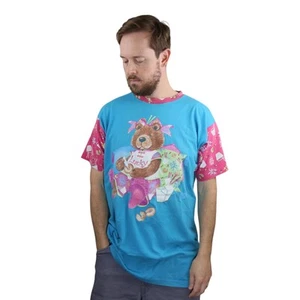 Vintage Teddy Bear Nightshirt Sleeper Shirt One Size Simply Basic Bear Chinese - Picture 1 of 9