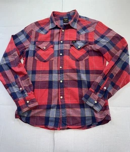 Lee Shirt Mens Small Multicolored Slim Pearl Snap Western Cowboy Plaid Flannel - Picture 1 of 9