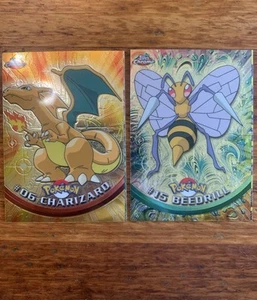Lot Of 2 2000 Topps Chrome Pokemon T.V. #06 Foil Charizard & #15 Beedrill MISCUT - Picture 1 of 10
