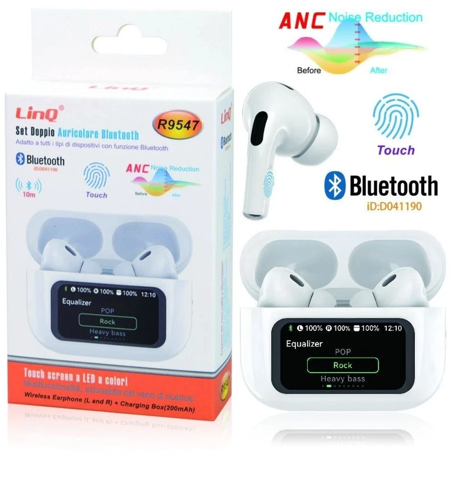 Auricolari Bluetooth LinQ R9547 ANC Touch Control Custodia Ricarica 200mAh - Immagine 1 di 1
