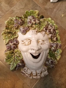 Vintage Italian Ceramic Wall Mask – BC 6073 Grapes - Picture 1 of 10