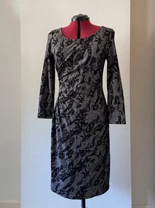 Vestido elástico blanco y negro Gina Bacconi talla 16 estampado de encaje Reino Unido - Imagen 1 de 7
