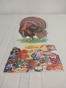 Vintage Muppets HAPPY THANKSGIVING Cardboard Die Cut Kermit Miss Piggy & Beistle - Picture 1 of 10