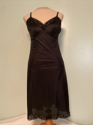 Vintage Vanity Fair Black Nylon Full Slip  Size 38 10-103 - Image 1 of 4