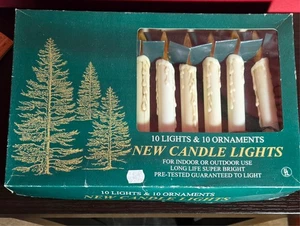 Vintage Candle String Indoor Outdoor Lights 8" 10 lights & Ornaments per string - Picture 1 of 4