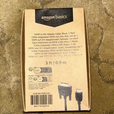 Amazon Basics HDMI to DVI Adapter Cable, Black, 3 Feet, 1-Pack 3 ft - Image 1 of 2