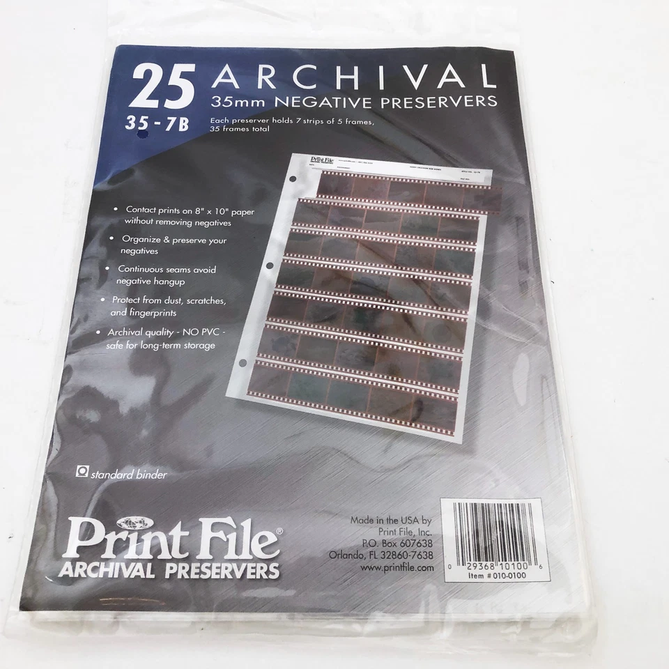 Archival 35mm Negative Preservers 25 Sheets -Print File 35-7B 35 Frames total - Image 1 of 1