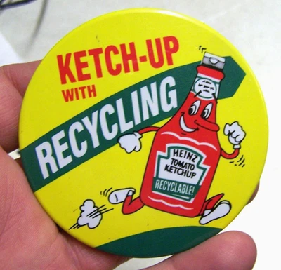 Vintage Heinz Ketchup Ketch-Up Recycling Pin Pinback Brooch Promotional - Image 1 of 2