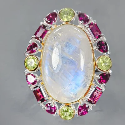 Jewellery 25 ct+ Natural Moonstone Ring 925 Sterling Silver Size 7 /R441276 - Image 1 of 4