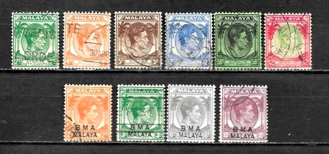 Straits Settlements 10 Different & Fiji 9 Different Mostly Used C.V. $22.75 Cover