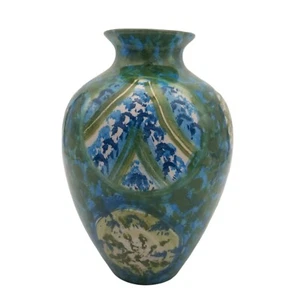 Raymor Italy Mid Century Modern Abstract Pottery Vase Green Blue ARN Code 1352 - Picture 1 of 10