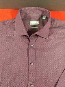 Michael Kors Slim Fit Button Down Long Sleeve Shirt Men's Large Burgundy... - Picture 1 of 11
