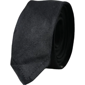 DOLCE & GABBANA Tie Black Solid 100% Silk Adjustable Necktie Accessory 430usd - Picture 1 of 6