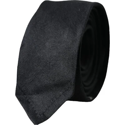 DOLCE & GABBANA Tie Black Solid 100% Silk Adjustable Necktie Accessory 430usd - Image 1 of 4