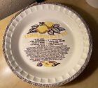 Vintage Lemon Meringue Recipe Ceramic Fluted Pie Plate Made USA Royal Jeanette