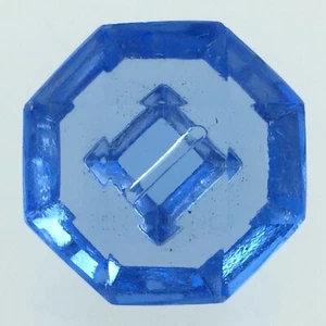 Blue Color Glass Geometric Garment Button .9in Geometric Pattern 762C - Picture 1 of 7