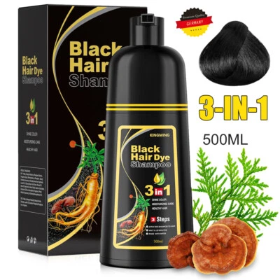 IIIMEIDU Schwarze Haarfärbeshampoo, Sofort Haarfarben Shampoo Haarfärbemittel Haarfärbung
