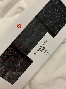 Lululemon Born To Sparkle Sock NWT 3 Pk S/M Black / Silver Fits Sz 5-7 Gift Set - Picture 1 of 6
