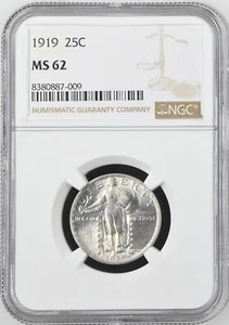 1919 STANDING LIBERTY QUARTER ~ NGC MS62 BRIGHT FLASHY GEM SLIDER! - Picture 1 of 4