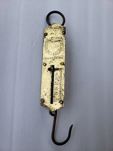 VINTAGE LANDERS IMPROVED HANGING SPRING BALANCE SCALE 0-25 POUNDS BRASS FRONT - Picture 1 of 6