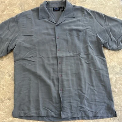 Vintage Y2K Anchor Blue Rayon Blend Camp Shirt Men’s XL Gray Hong Kong - Image 1 of 3