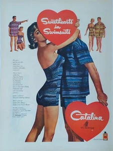 Pubblicità stampa costume da bagno Catalina 1955 vintage Sweethearts in costume da bagno - Foto 1 di 1