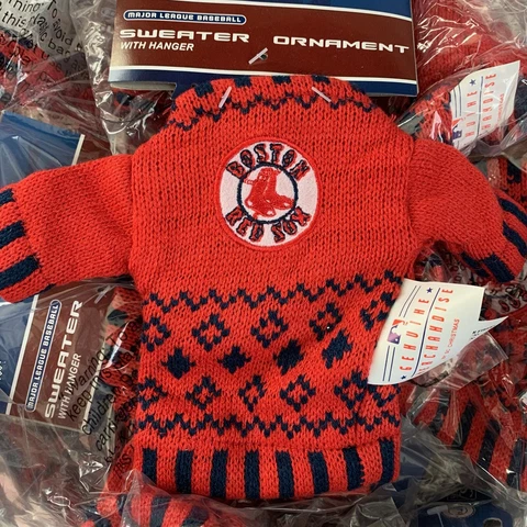 BOSTON RED SOX Christmas Ornament Mini Sweater With Hanger MLB Gift Koozie NWT Cover